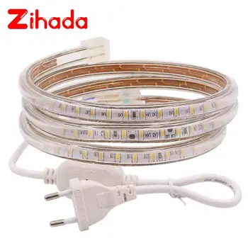 

LED Strip Light Waterproof AC220V 3014 SMD 120Leds/m Rope Tape Flexible LED Light With EU/UK Plug White/Warm White/Blue