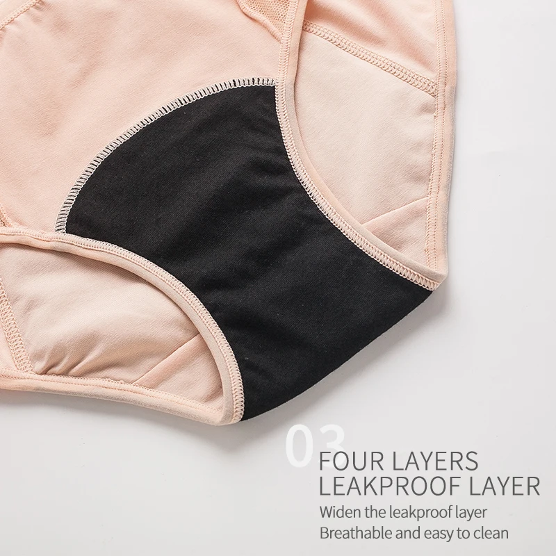 Menstrual Panties 4 Layers Bamboo Women Period Underwear High Absorbency Soft Breathable Leakproof Lingerie Easy Clean Panties 5