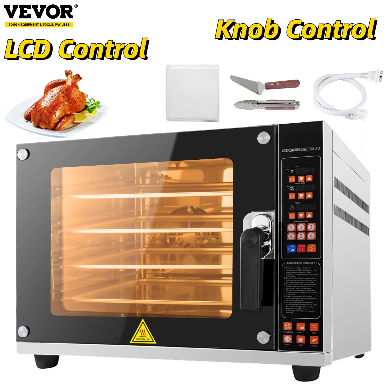 Vevor Convection Oven 4500w With Spray Commercial 60l 4tier Electric