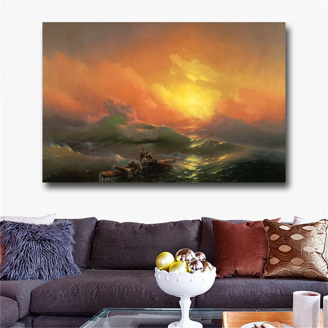 Русская известная живопись на стене, Картина на холсте Ивана Айвазовского с изображением Морского Пейзажа для гостиной