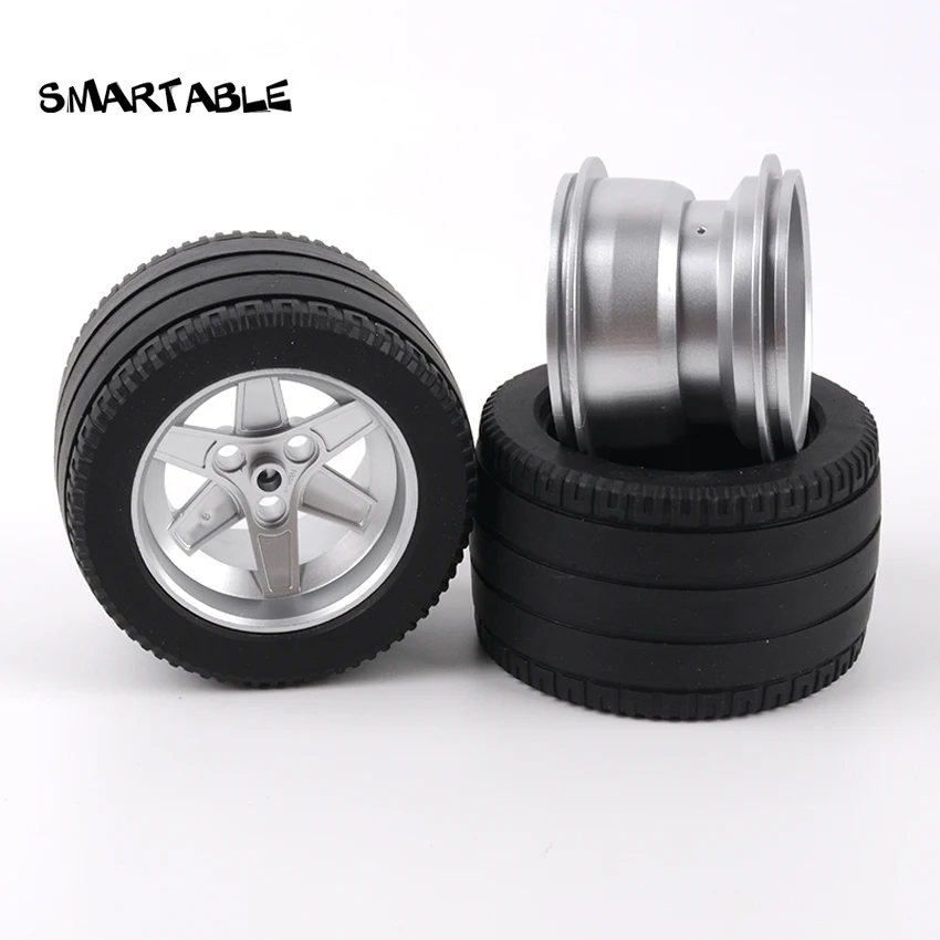 

Smartable Technical 81.8x50mm Wheel +Tyre MOC Parts Building Block Toy For Car Educational Gift Compatible 32296+22969 4pcs/Lot