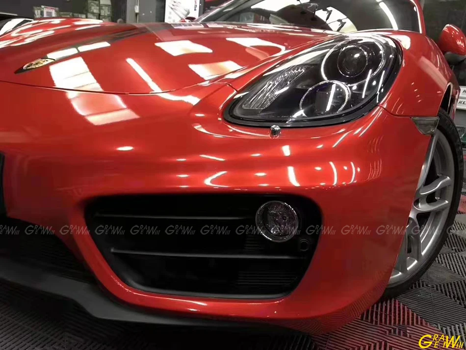 Gloss Metal Paint Red Vinyl Wrap Film Super Glossy Metal Cherry Red Car Wrap Sticker Air Bubble Free 1.52*18M/Roll