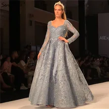 Дубай платье для выпускного вечера с длинным рукавом роскошный v-образным вырезом Кристалл ручной работы кружева арабский Пром Формальное вечернее платье Serene Хилл DLA60899