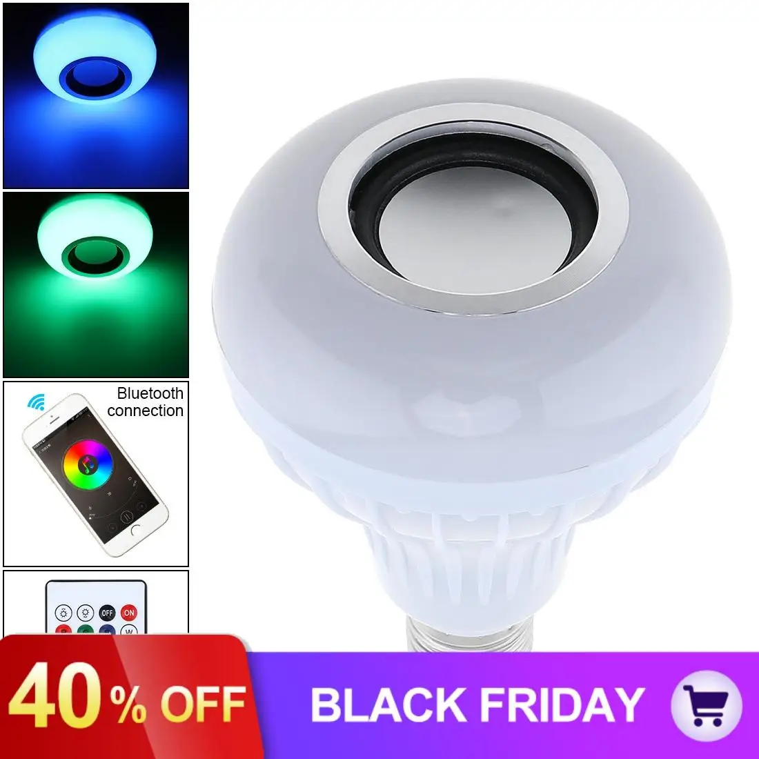 12 Вт E27 RGB Bluetooth динамик светодиодный волшебный светильник лампа поддержка воспроизведения музыки затемняемый беспроводной светодиодный светильник с 24 клавишами дистанционного управления