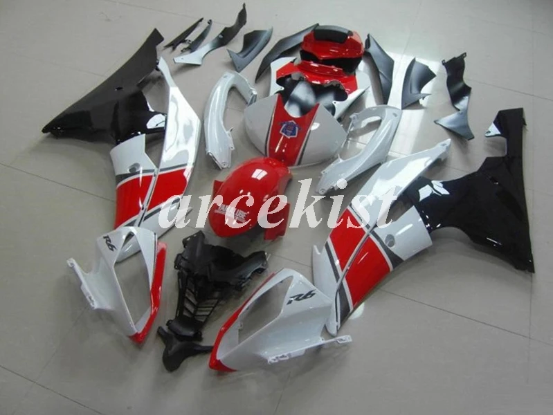 ABS литья под давлением Обтекатели комплект подходит для YAMAHA YZF-R6 2008- 08 09 10 11 12 13 14 15 16 Кузов Набор красный белый - Цвет: red white