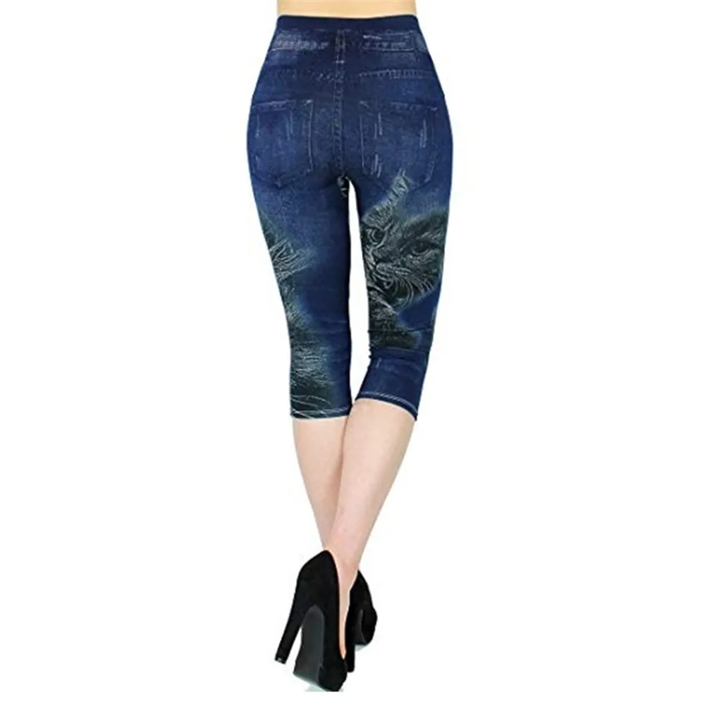 carhartt leggings Women Plus Size Leggings Imitation Cropped Trousers 2021 New Mock Pocket Pants Slim Jeggings Denim Skinny aerie crossover leggings