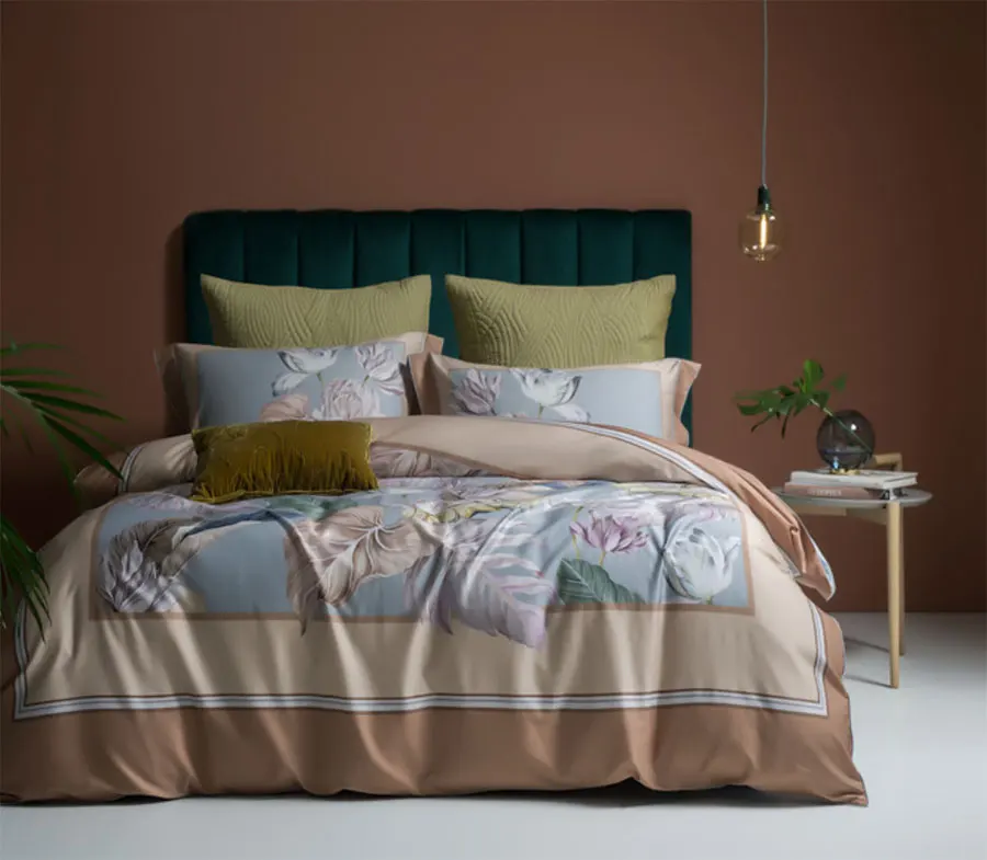 Europe American plant bedding set,full queen king cotton vintage pastoral double home textile bedsheet pillow case quilt cover