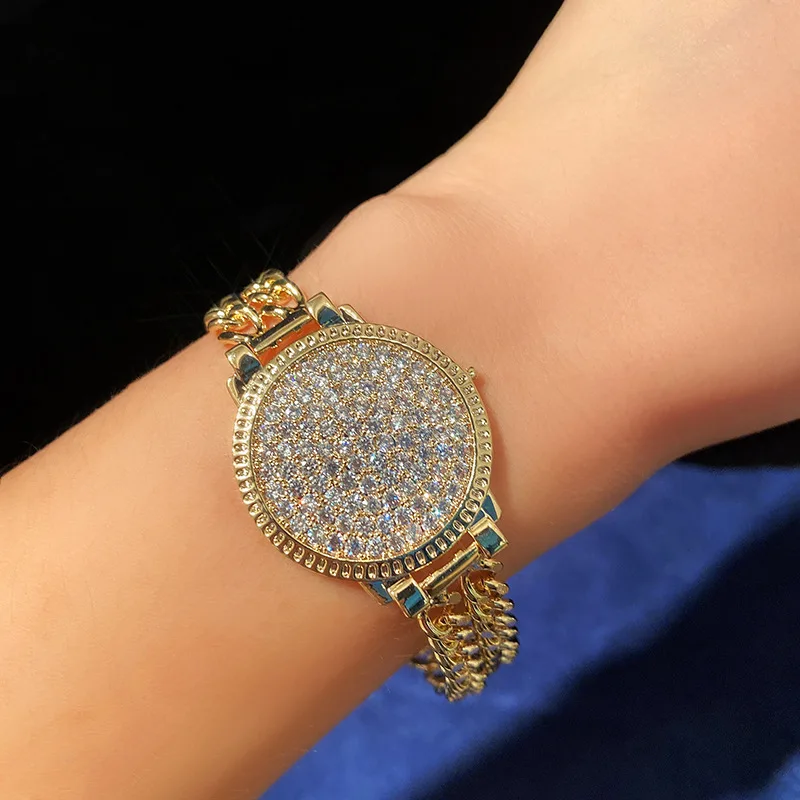 Metal Bracelet Fashion Luxury Classic Punk Chain Bracelets For Women Gold Silver Color Rhinestone Charm