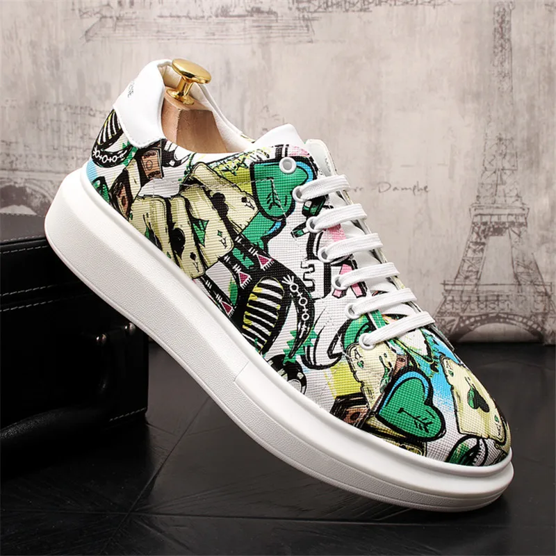Men's Shoes Sneaker New Small White Shoes Men's Print Casual Shoes Wild Fashion Classic Men's Wedding Party Loafers Shoes
