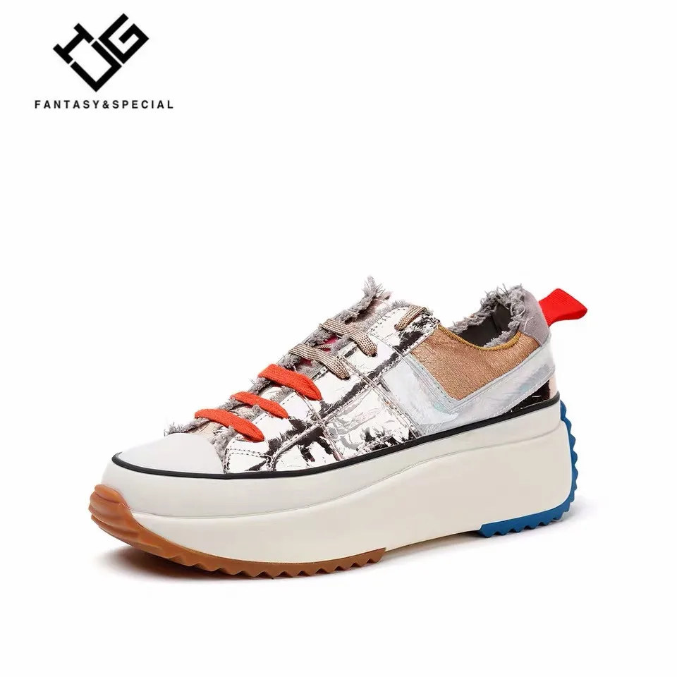 IGU Sneakers For Women Summer Fashion Flat Casual Platform Shoes Genuine Leather Tenis Feminino Thick Bottom Sneakers Lady