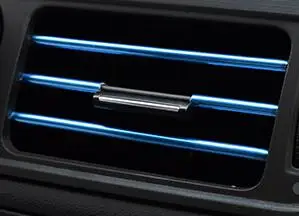 10pcs Car Styling Mouldings Air Outlet Trim Strip Auto Air Vent Grilles Rim Trim Cars Decoration Strips Colorful Car Accessories - Color: Blue