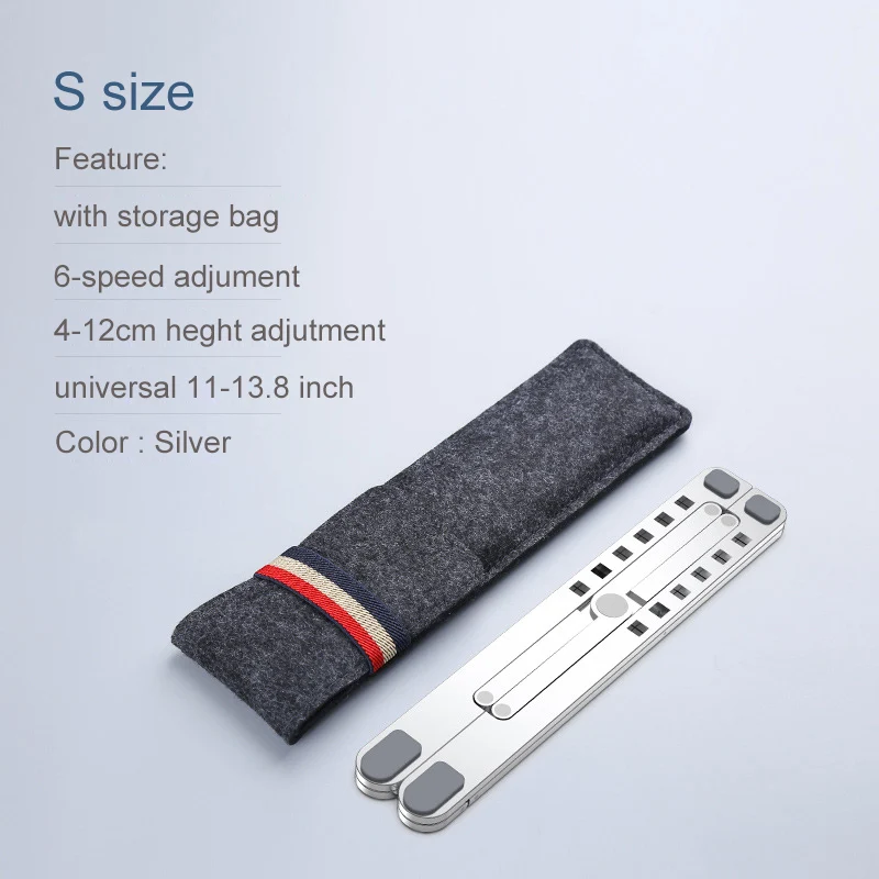 Silver (S Size) Портативная подставка для ноутбука, складная подставка для ноутбука, подставка для ноутбука, регулируемая вентиляция компьютера из алюминиевого сплава - Цвет: Silver (S Size)
