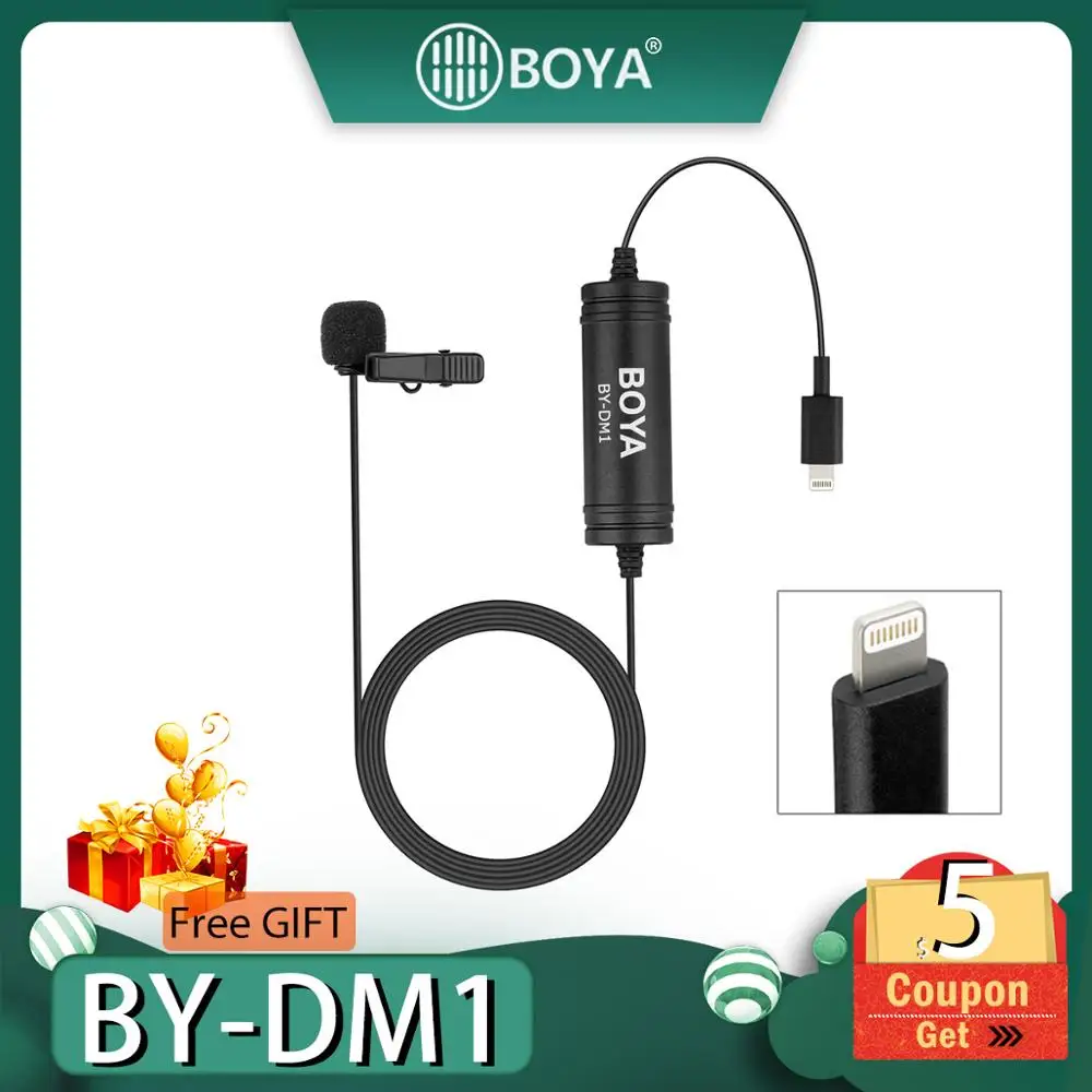 Boya By-Dm1 Профессиональный петличный микрофон для Iphone X/8/8 Plus/7/7 Plus Ipad Mini 4/3/2 Ipad Pro Ipad Air 2 Ipod Touc