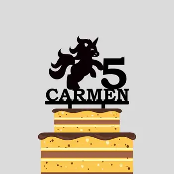 

Personalized Kids Name Age Cartoon Unicorn Cake Topper For Kids Birthday Cake Decpration YC120