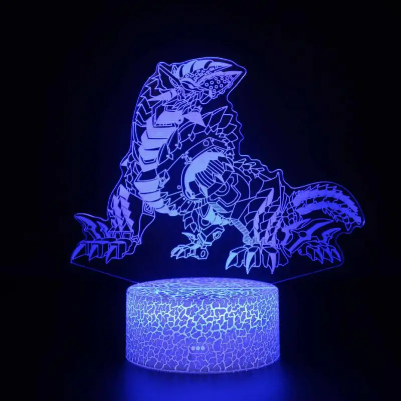 7 Colors Changeable Динозавр 3D иллюзия Лампа 7 цветов Изменение Оптическая иллюзия сенсорный стол светодиодный ночник большие подарки для детей украшение дома - Испускаемый цвет: 7 Colors Changeable