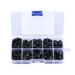300PCS Black M3 Nylon Standoff Spacers Male Female Screw Hex Screws Nuts Repair Kits for Electronics  Fixed