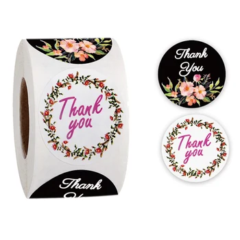 

500Pcs/roll New Floral Thank You Sticker For Seal Label Scrapbooking Christmas Sticke Decoration Sticker Stationery Sticker