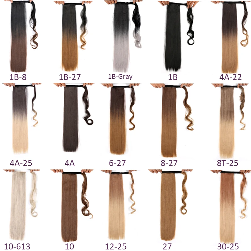 Long Straight Ponytail Ombre Hairpiece Wrap Around Ponytail Clip In Extension Drawstring Synthetic False Hair Ponytails Msglamor