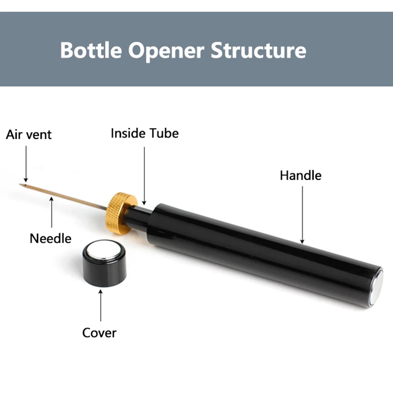 Air Pump Wine Corkscrew Air Pressure Vacuum Wine Opener Stainless Steel Pin Stopper Beer Bottle Opener Bar Accessories