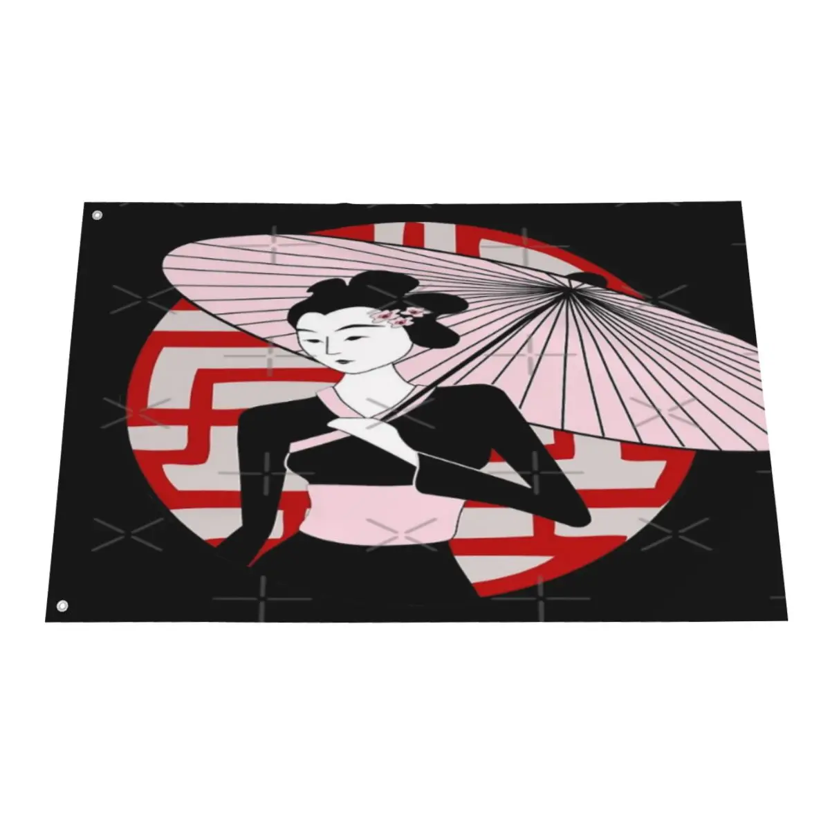 Geisha Holding Umbrella Vintage Pride Flag Printed Gift Banner Home Outdoor Satan Mexico Bisexual Spanish | Дом и сад