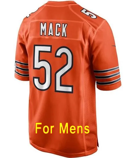 For men 52 новые медведи для мужчин, женщин, девочек, детей, молодежи, взрослых Джерси передачи Khalil Mack 54 brian urlacher 10 mitchell trubisky 24 29 - Цвет: For men