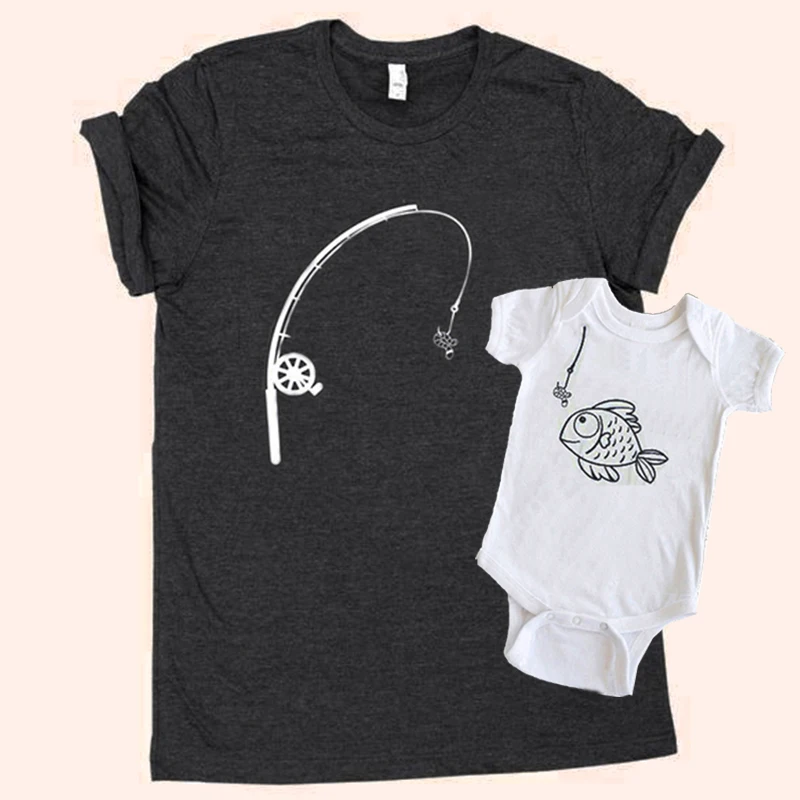 Conjunto de camisetas a juego para padre e hijo, Camisetas con estampado de pez, ropa de bebé Bohemia, papá y yo, regalo de pesca|Trajes iguales de familia| - AliExpress