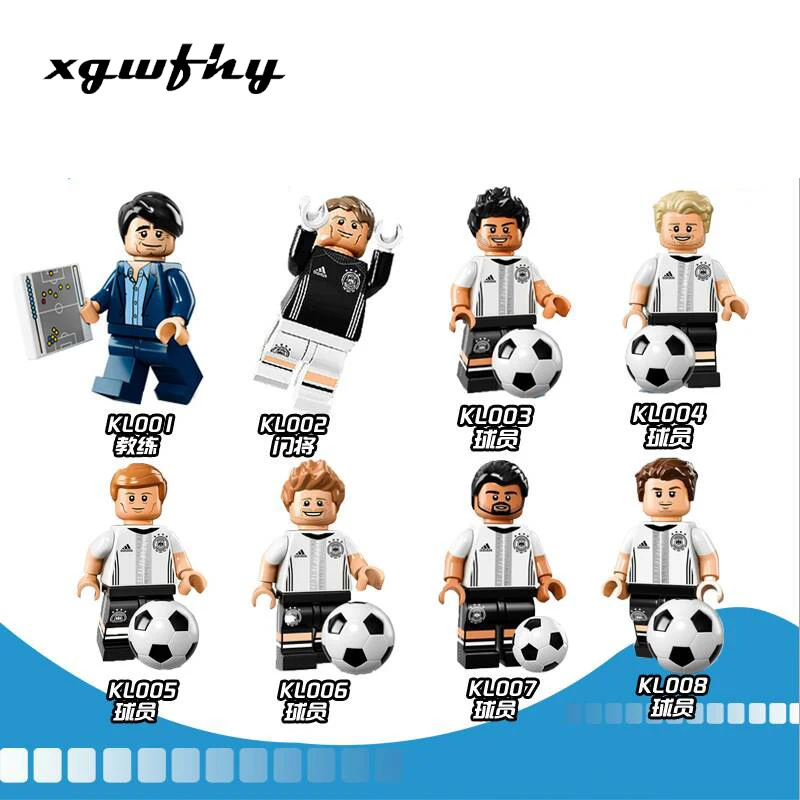 

Hot Football Team Player Ronaldo Lionel Messi Neymar Beckham Building Blocks Figure Bricks Toy kids gift Compatible JM132