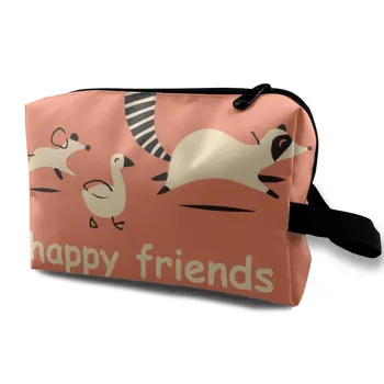 

NOISYDESIGNS Make Up Bags Ladies Makeup Pouch Neceser Toiletry Organizer Storage Raccoon Happy Friends Print Women Cosmetic Bag