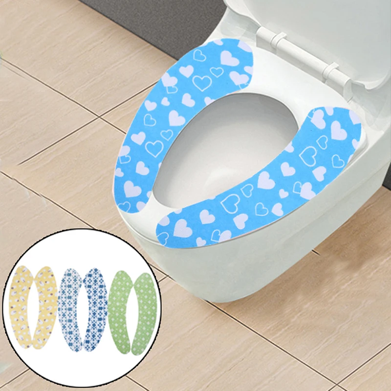 2Pcs Warmer Toilet Seat Cover Closestool Mat Washable Soft Seat Cover Pad trimmed Toilet Cushion Bathroom Accessory