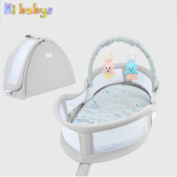 

Baby Travel Bed Portable Baby Crib Toddler Sleeping Basket Multi-function Folding Bed Large Capacity Teether And Diaper Cushion