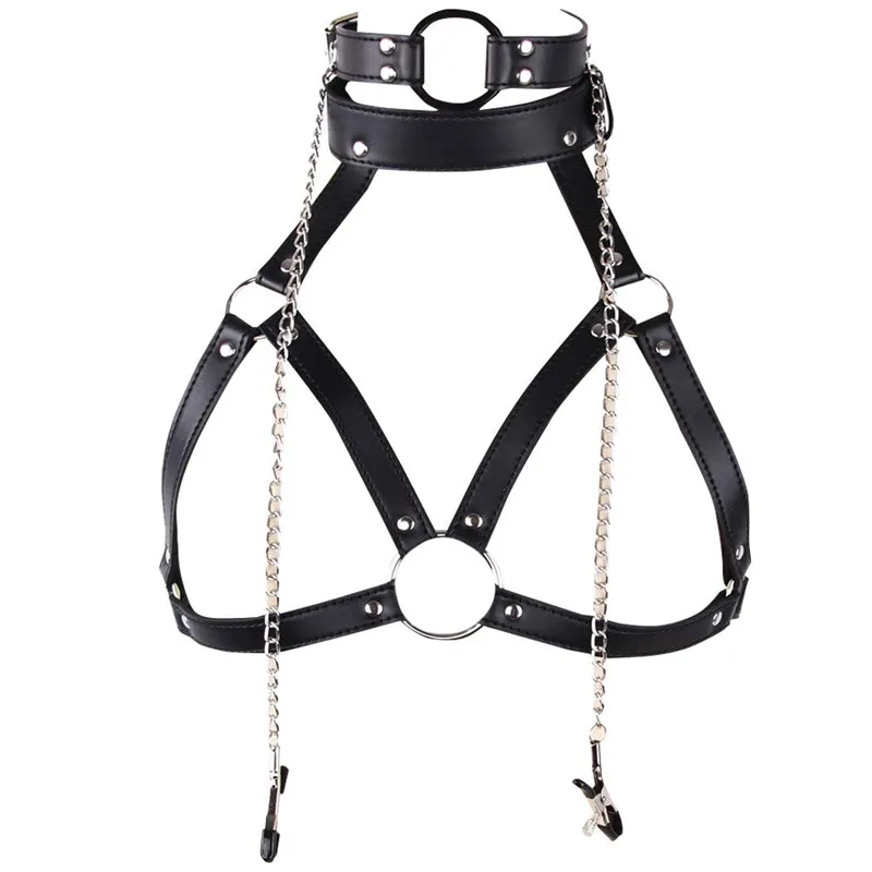 Для женщин s кожа портупея цепь для ремни бюстгальтер панк клетка Клубные