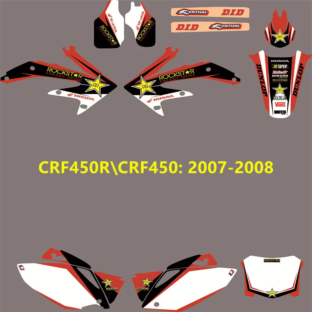 CRF450R CRF450 07-08 3 м Высокое качество наклейки на ногти, свободный изготовленный на заказ номер со словом рисунком именем логотипом для Honda CRF450R 2007 2008 CRF450 2007 2008