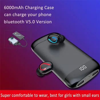 

Newest Q69 Wireless 5.0 Bluetooth Earphone TWS Headphone LED Sports Waterproof Headset With Dual Mic 6000mAh mobile power