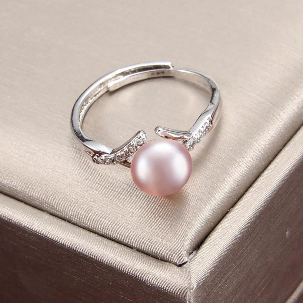 Перламутровые Кольца, пресноводные жемчужные кольца в стиле барокко, модные перламутровые Кольца для женщин, обручальное серебряное регулируемое кольцо, белое/фиолетовое - Цвет камня: Purple Pearl