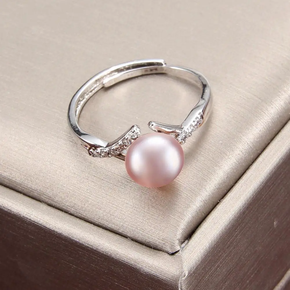 Purple Pearl Перламутровые Кольца, пресноводные жемчужные кольца в стиле барокко, модные перламутровые Кольца для женщин, обручальное серебряное регулируемое кольцо, белое/фиолетовое - Цвет камня: Purple Pearl