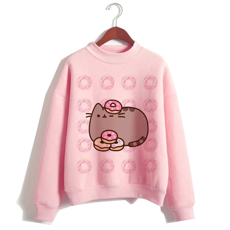 Кот пушин Толстовка Женская мода kawaii корейский harajuku Толстовка розовая Женская 90s мультфильм одежда женский капюшон негабаритный - Цвет: 1022