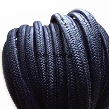 

2m/lot Approx 12*6mm Navy Flat Braided Leather Cord Rope String Beading Cords For Necklace Bracelet DIY Jewelry Findings Cords