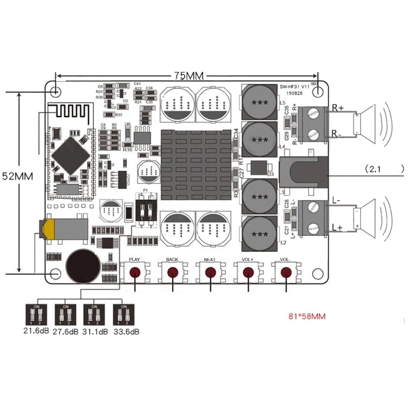TDA7492 беспроводной Bluetooth 4,0 стерео усилитель плата модуль 2X50 Вт двухканальный с микрофоном AUX 10-25 В DC за TDA7492P
