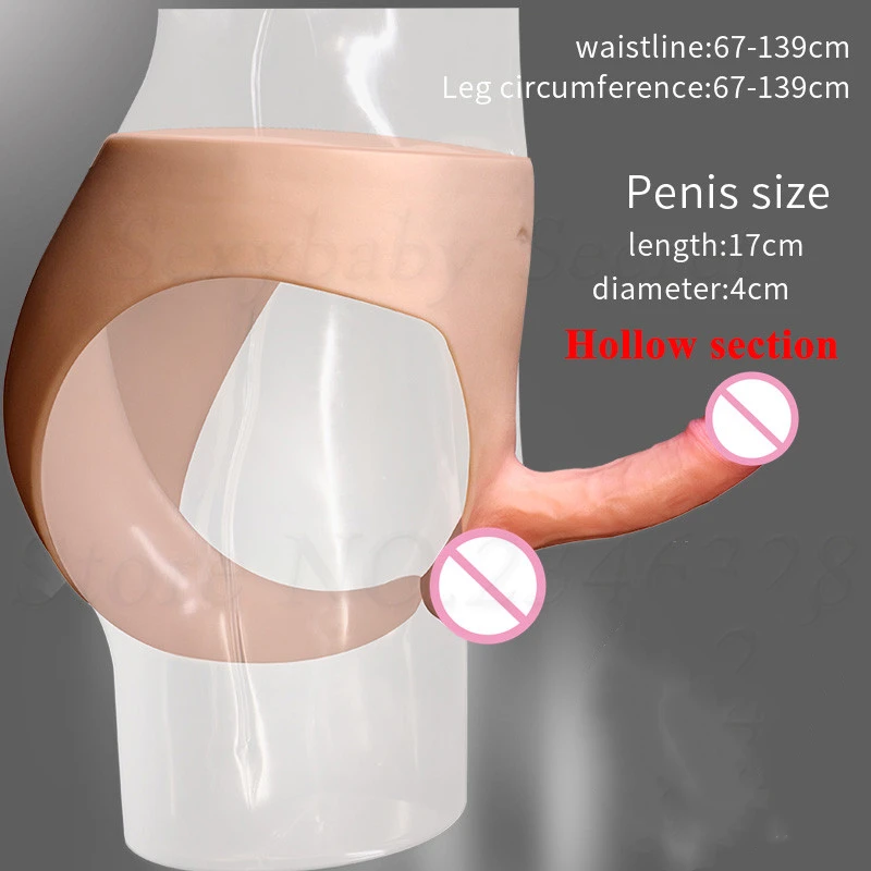 Super Soft Silicone Strap On Dildo with Scrotal Hollow/Solid Realistic Cock Dick Strapon Wear Penis Pants Sex Shop for Women Men 6