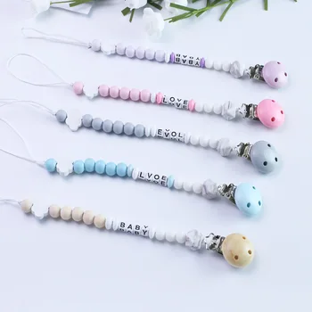 

Pacifier Clip Chain Baby Infant Soothie Care Accessories Silicone Beads Prevent drop down Paci Holder Clips Teether Toy 0805-5