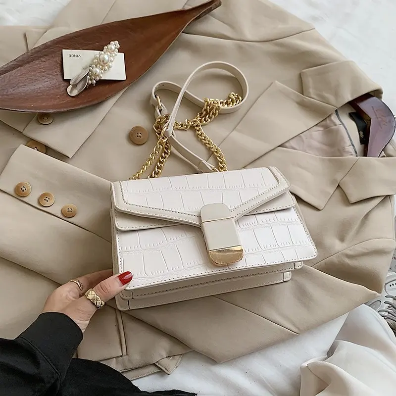 

2020 winter hit color ladies small stone grain leather flip small square bag fashion messenger shoulder bag brand trend handbag