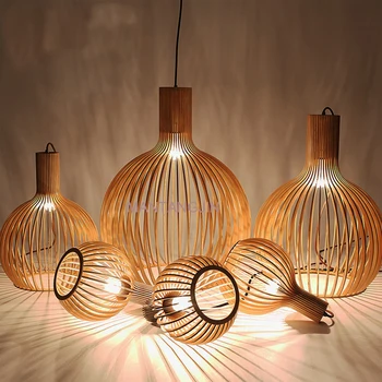 

Modern wood E27 bulb pendant lamp norbic home deco living room bird cage pendant Light Fixture
