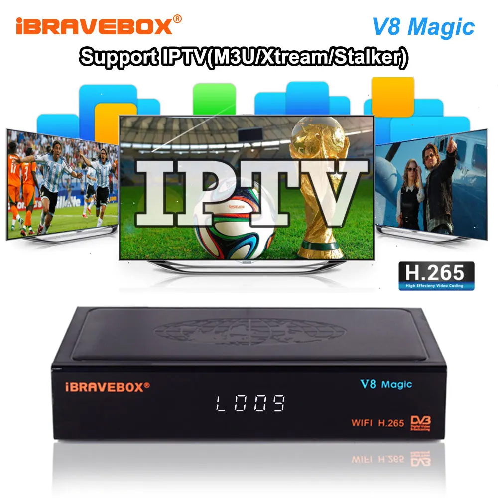 

IBRAVEBOX V8 Magic DVB S2 Satellite Receiver H.265 HEVC IPTV Decoder With Subscription European IPTV Spain movistar Set Top Box