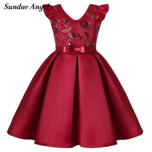 Пломбир ангел платье принцессы для девочек халат без рукавов Твердые аппликации сзади большой бант сетки Enfant поезд бальное платье платья костюм