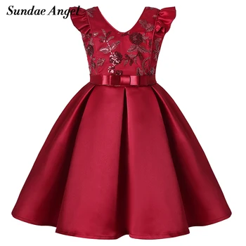 

Sundae Angel Princess Dress Girls Robe Sleeveless Solid Appliques Back Big Bowknot Mesh Enfant Train Ball Gown Dresses Costume