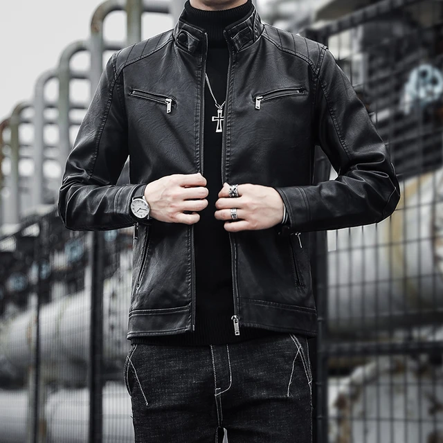 Men's Leather Jacket New Handsome Trendy Popular Biker's Leather Jacket  Men's Spring and Autumn Thin Short Top - AliExpress