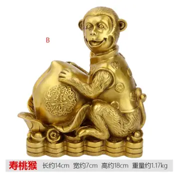 

Pure Copper Zodiac Monkey Ruyi Fushou Peach Monkey Gold Monkey Cornucopia Decoration