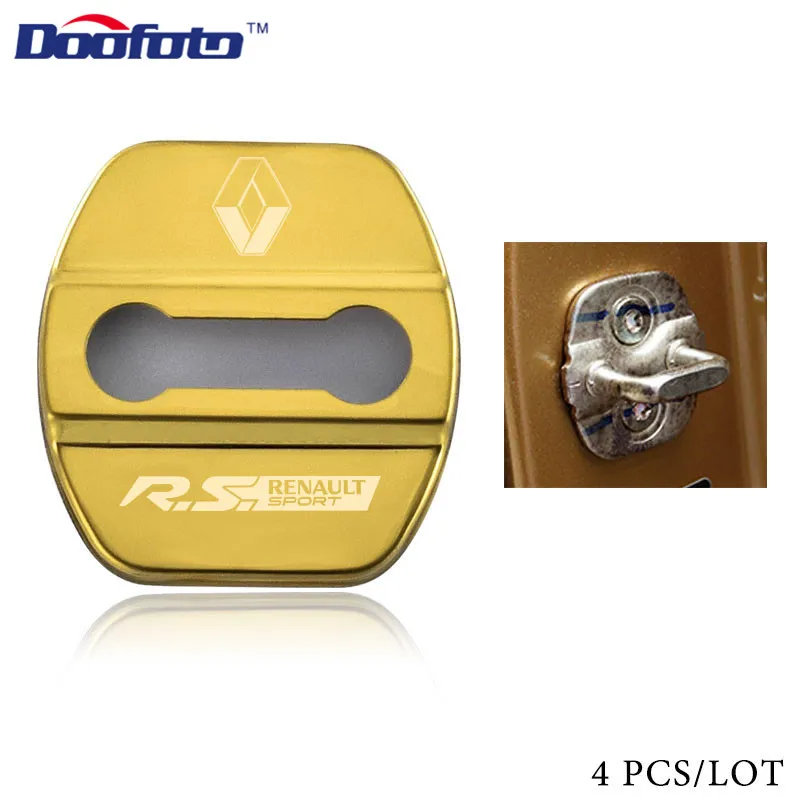 Doofoto 4x автомобильный чехол с замком на дверь, защитный чехол для Renault Sport Duster Megane 2 Clio Fluence Logan, аксессуары для стайлинга - Цвет: Style 2 Golden