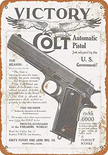12 x 16 Metal Sign - Colt M1911 Victory Vintage Wall Decor Art | Дом и сад