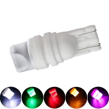 

100pcs T10 W5W 194 168 Ceramic Car LED Reading Light Clearance Light Bulds Instrument Light White Red Ice Blue Green Pink DC12V